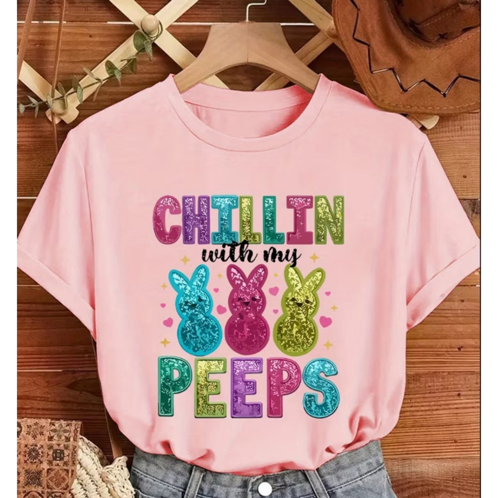Chillin with my Peeps Pink Easter T-shirt